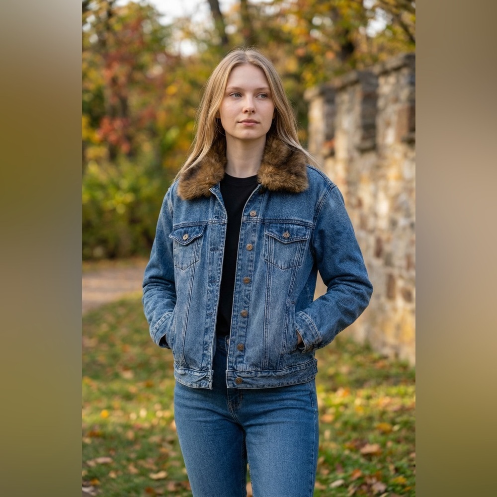 Michael Kors Denim Jacket With Faux Fur